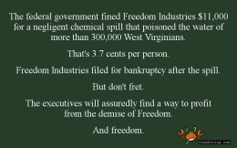 Freedom Industries fined measley 11000 for WV chemical spill