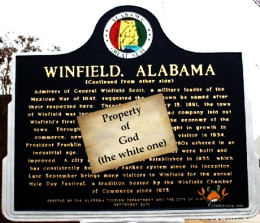 Winfield Alabama declares God owns it - CrabDiving