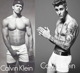 marky mark and bieber dueling calvin ads