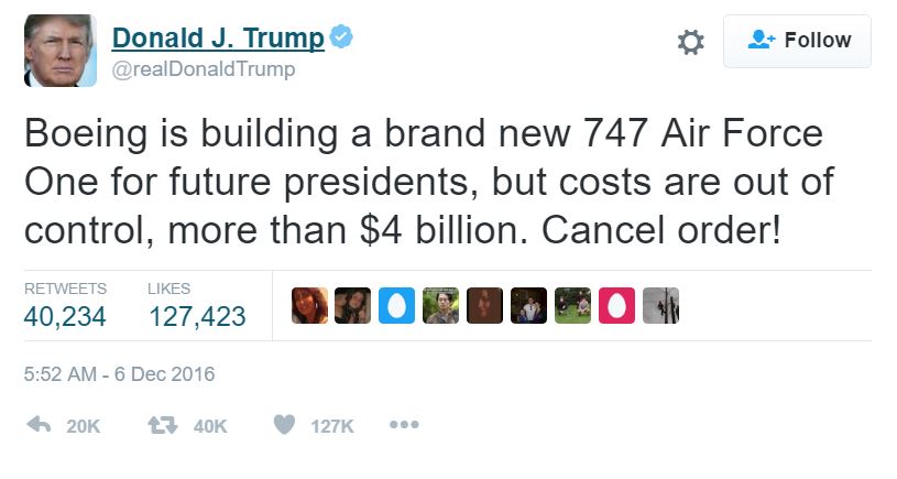 Trump Boeing Tweet