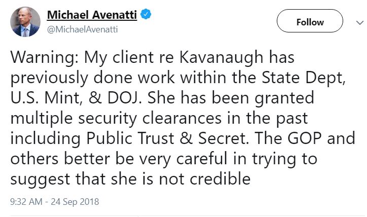 avenatti tweet more kavanaugh accusers