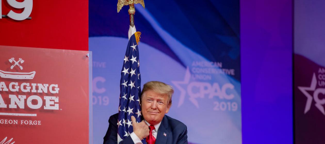 trump molests flag