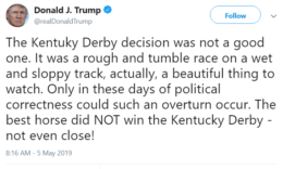 trump tweet kentuky derby 050619